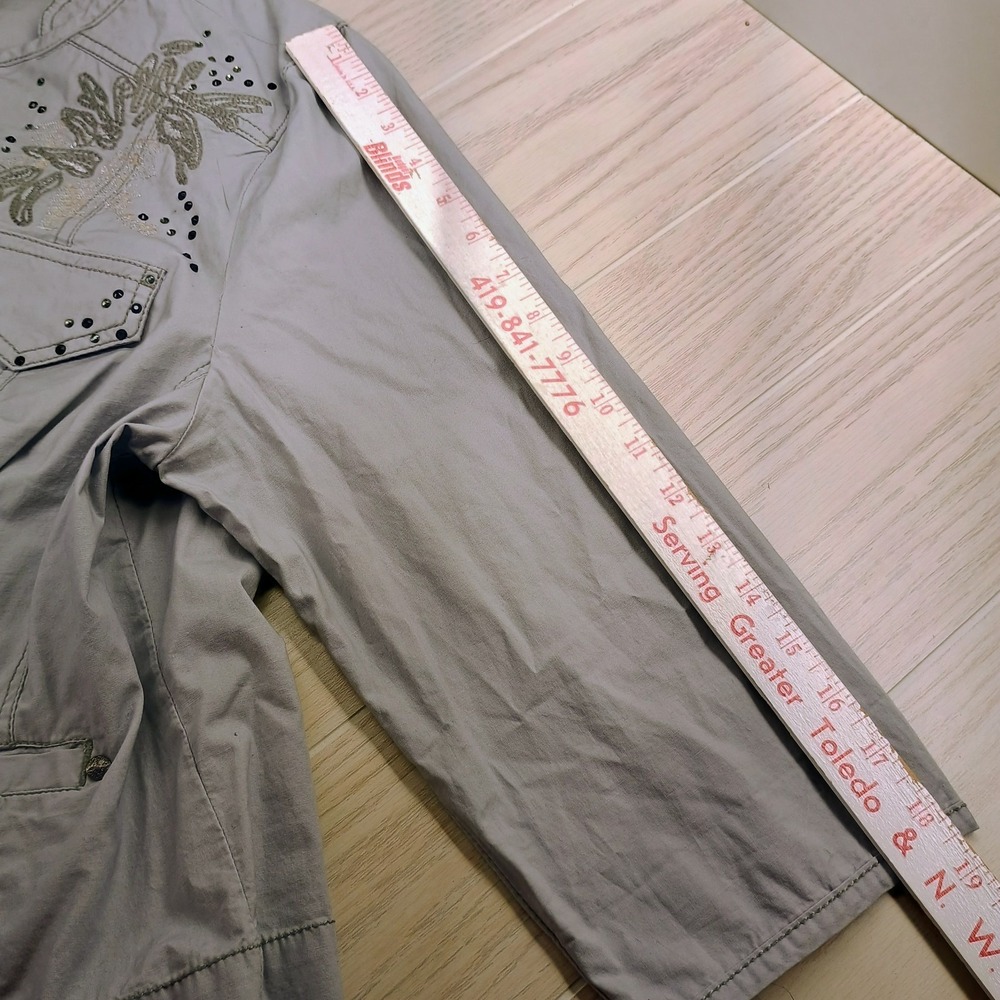 Lane Bryant Stretch Blazer‎ Jacket Womens Size 14 Gray Cotton Full Zip Beaded - Picture 3 of 13